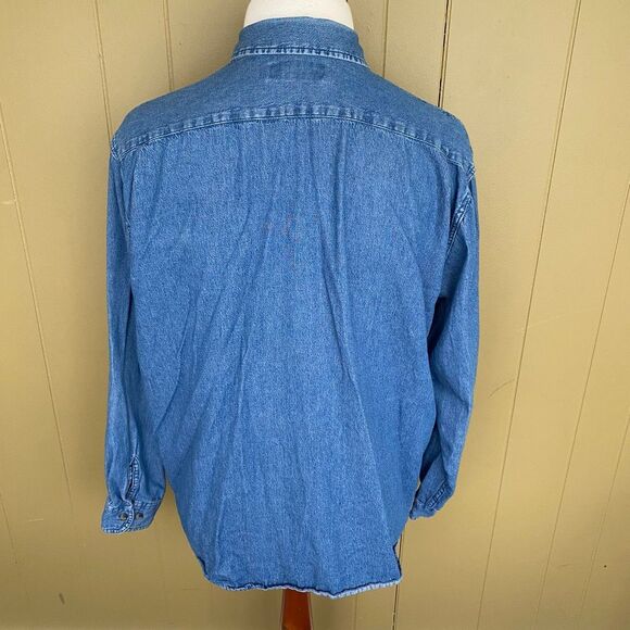 Wrangler men 2XL 100% cotton longsleeve button down collared denim shirt - Picture 7 of 9